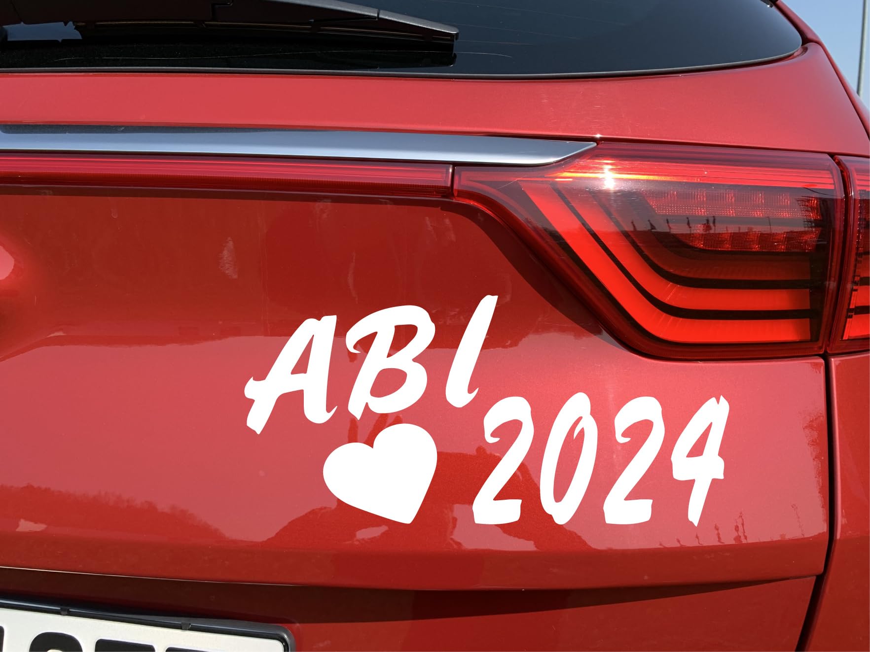 cartattoo4you® AB-02359 | ABI 2024 - mit Herz | 21 Farben wählbar | 20 x 10 cm | weiß | Autoaufkleber Aufkleber Car Auto Heckscheibe Tuning Sticker Kleber Abi Abitur Abschluss von cartattoo4you