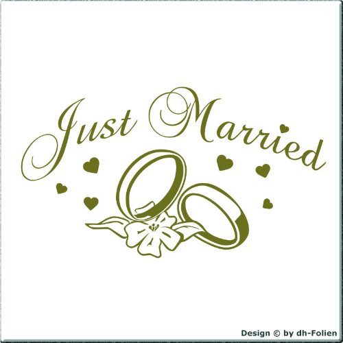 cartattoo4you® AH-00432 | JUST Married (No.2) | Autoaufkleber Aufkleber, Farbe Gold, in 24 Farben erhältlich, 57 x 32 cm Waschstrassenfest von cartattoo4you