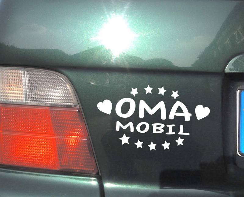 cartattoo4you® AK-00537 | OMA MOBIL, No.2 | K-Serie| 17 x 10 cm | Farbe weiß |in 24 Farben erhältlich,glänzend | Autoaufkleber Aufkleber Car Sticker Kleber Heckscheibe Opa Oma Enkel Spruch Tuning von cartattoo4you