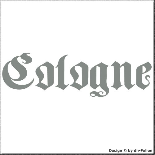 cartattoo4you® AK-01577 | Cologne - Fraktur/altdeutsche Schrift | Autoaufkleber Aufkleber, Freistehend, Farbe Silber, in 23 weiteren Farben erhältlich, 17 x 5 cm von cartattoo4you