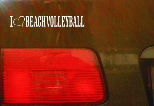 cartattoo4you® AL-00811 | I Love (als Herz) Beachvolleyball | Autoaufkleber Aufkleber Farbe weiß, in 24 Farben erhältlich, glänzend 20 x 3 cm Waschstrassenfest, Motiv Copyright by dh-Folien von cartattoo4you