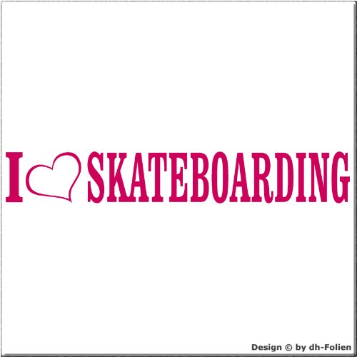 cartattoo4you® AL-00923 | I Love (als Herz) Skateboarding | Autoaufkleber Aufkleber Farbe pink, in 24 Farben erhältlich, glänzend 20 x 3 cm Motiv Copyright by dh-Folien von cartattoo4you