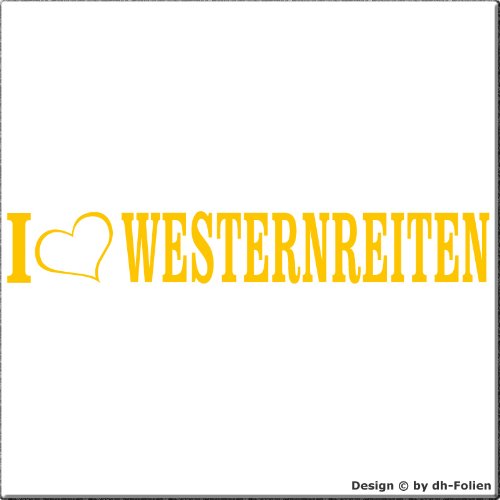 cartattoo4you® AL-00940 | I Love (als Herz) Westernreiten | Autoaufkleber Aufkleber Farbe gelb, in 24 Farben erhältlich, glänzend 20 x 3 cm Waschstrassenfest, Motiv Copyright by dh-Folien von cartattoo4you