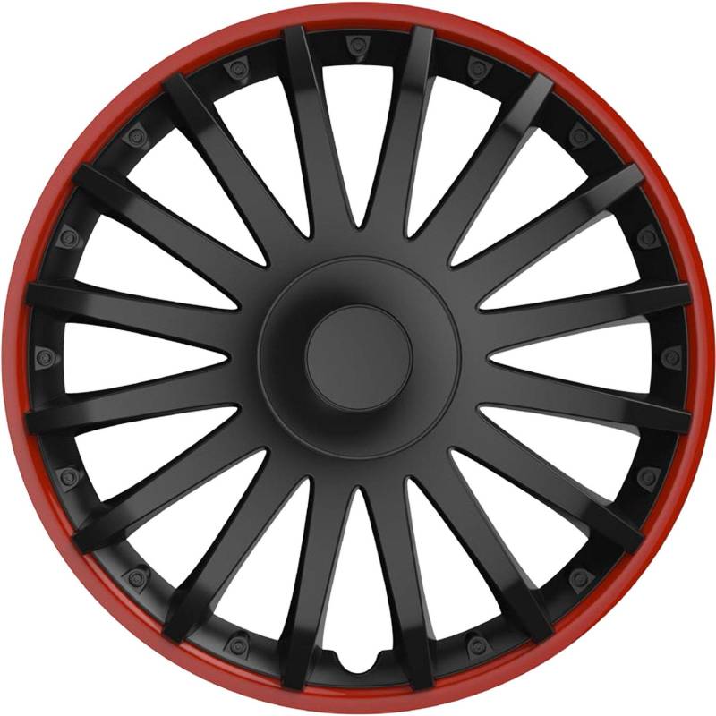 cartrend Radzierblenden-Set Almeria in sportlicher Alufelgen-Optik schwarz/rot, 4-teilig, 38,10cm (15 Zoll), 4-teilig, 4er Set von cartrend