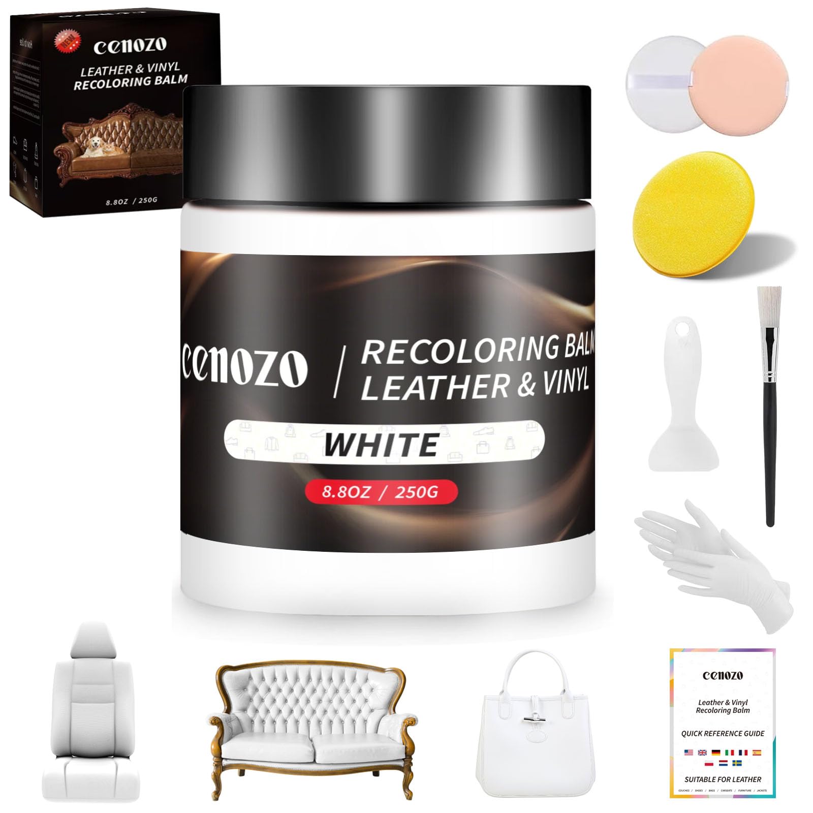 Flüssigleder Weiß,Leder Reparatur Set,Lederpflege für Ledercouch,Autositz Reparatur,Vinyl Möbel,Kunstleder Reparaturset Für Reparatur Lederfarbe,Fleck,Schramme,Risse und Bleichen Flüssigleder Weiß,Leder Reparatur Set,Lederpflege für Ledercouch,Autositz Reparatur,Vinyl Möbel,Kunstleder Reparaturset Für Reparatur Lederfarbe,Fleck,Schramme,Risse und Bleichen von cenozo