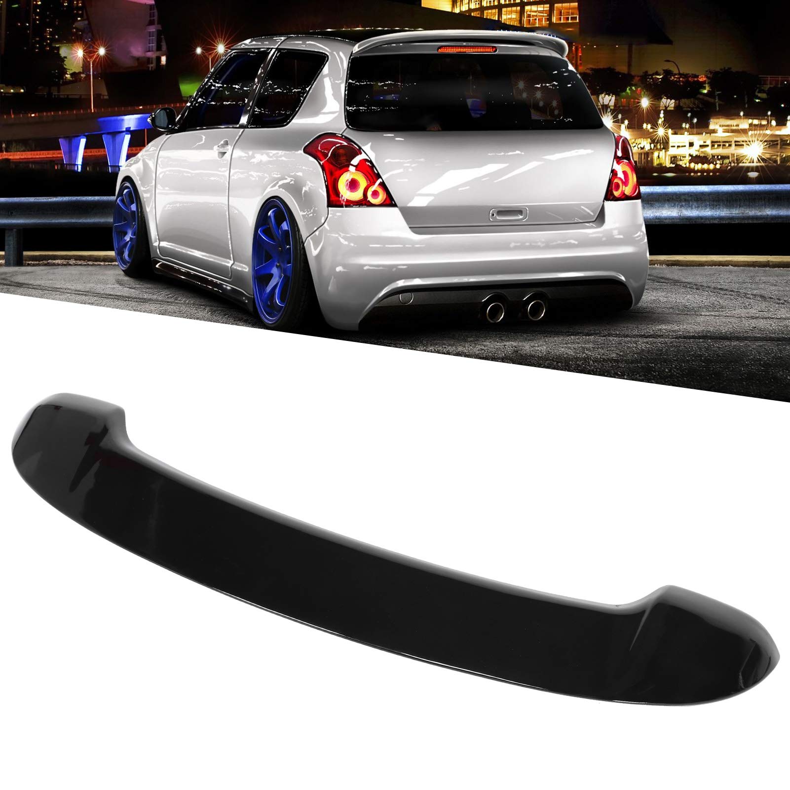 Schrägheckspoiler, Sport Style Heckspoiler für Suzuki Spoiler Wing, Autokofferraumspoiler Autoteile Passend für Suzuki Swift Mk3 2005-2010 von GZD