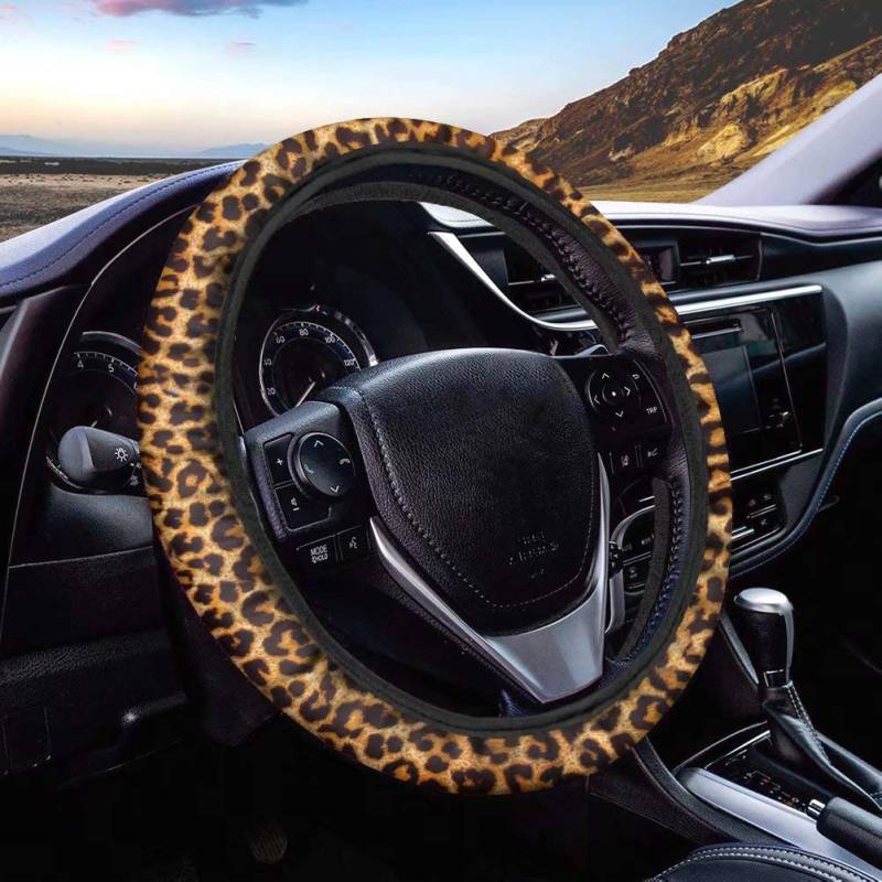 Chaqlin Cool Leopard Skin Print Auto Lenkradabdeckung Cool im Sommer Fit 15 Zoll Trucks SUV Custom Design Geschenk für Frauen Männer von chaqlin