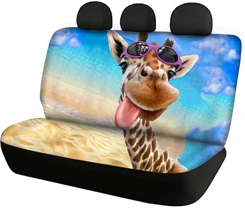 chaqlin 2 Stück Funny Giraffe Print Autositzbezüge Auto Interieur Zubehör Set, Universal Auto Rücksitz Sitzschutz Travel Pet Dog Pads von chaqlin