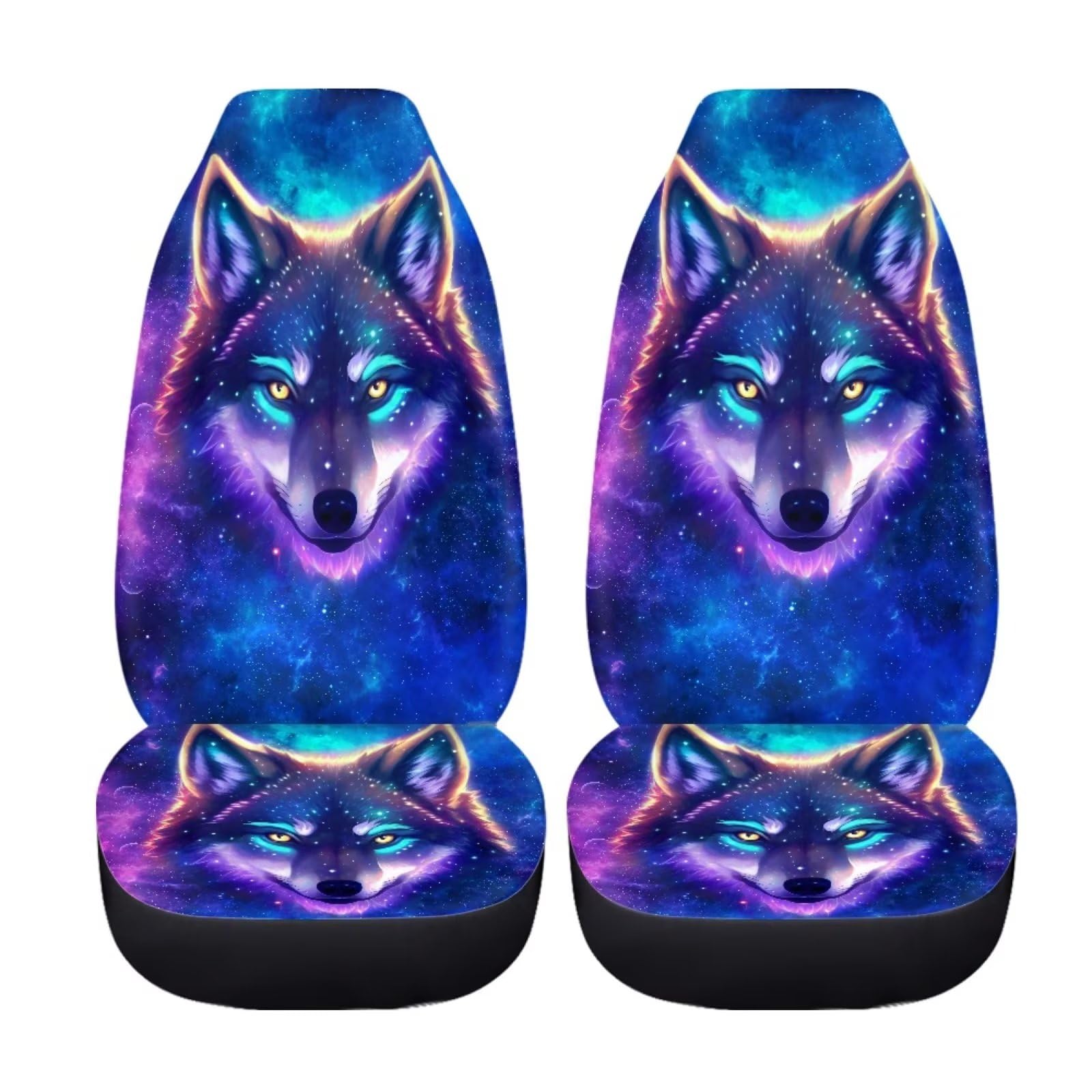 chaqlin Animal Galaxy Wolf Autositzbezüge Set für Damen und Herren, 2er Set Tier Wolf Fahrzeuge Schalensitzbezug Auto Vordersitzkissen Universal Fit chaqlin Animal Galaxy Wolf Autositzbezüge Set für Damen und Herren, 2er Set Tier Wolf Fahrzeuge Schalensitzbezug Auto Vordersitzkissen Universal Fit von chaqlin