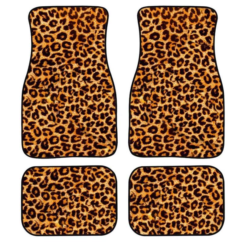 chaqlin Animal Leopard Haut vorne und hinten Fußmatten-Sets 4 Stück für Frauen Männer Autoteppiche Innenraumschutz Kfz-Zubehör von chaqlin