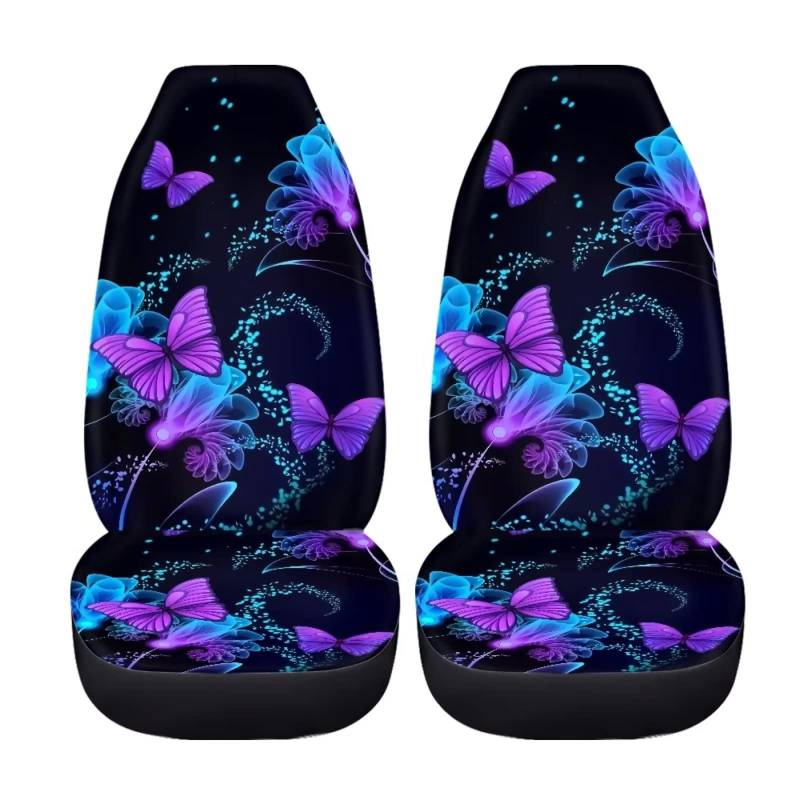 chaqlin Aquarell Schmetterling Auto Sitzbezüge Full Set von 2, lila Schmetterling Auto Innenraum Schutz Abdeckung Fall Vordersitz oder Rücksitz Frauen Girly Cute Auto Sitz Zubehör von chaqlin