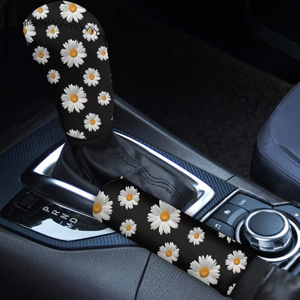 chaqlin Auto Gear Shift Knob Abdeckung/Handbremsschutz Set 2 PCS mit Gänseblümchen Print Car Interior Accessiores Gehäuse Hülle Handschutz, schwarz chaqlin Auto Gear Shift Knob Abdeckung/Handbremsschutz Set 2 PCS mit Gänseblümchen Print Car Interior Accessiores Gehäuse Hülle Handschutz, schwarz von chaqlin