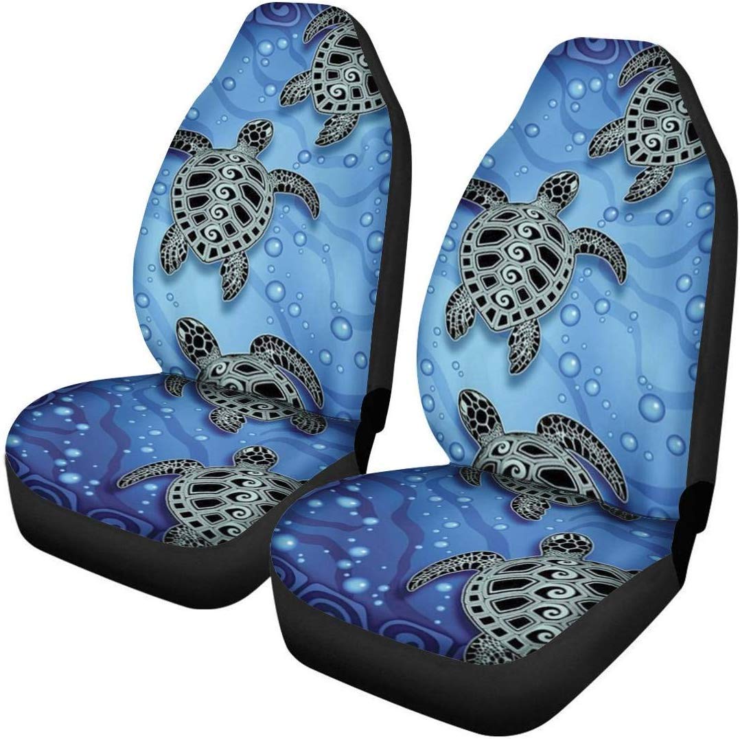 chaqlin Blue Sea Turtle Printing Universelle Autositzbezüge Kompletter Satz von 2 Stück Soft Seat Protector Case für den Vordersitz rutschfeste, abwaschbare Hülle für die meisten Autos, Limousinen, von chaqlin