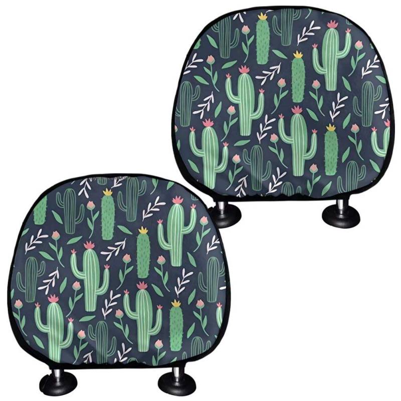 chaqlin Cute Cactus Design Kopfstützenkissen Universal Auto Vordersitze Kopfstützenbezug 2er-Set Neuheit Allwetter Auto Kopfstützenbezüge Innenzubehör Dekor für Damen Damen von chaqlin