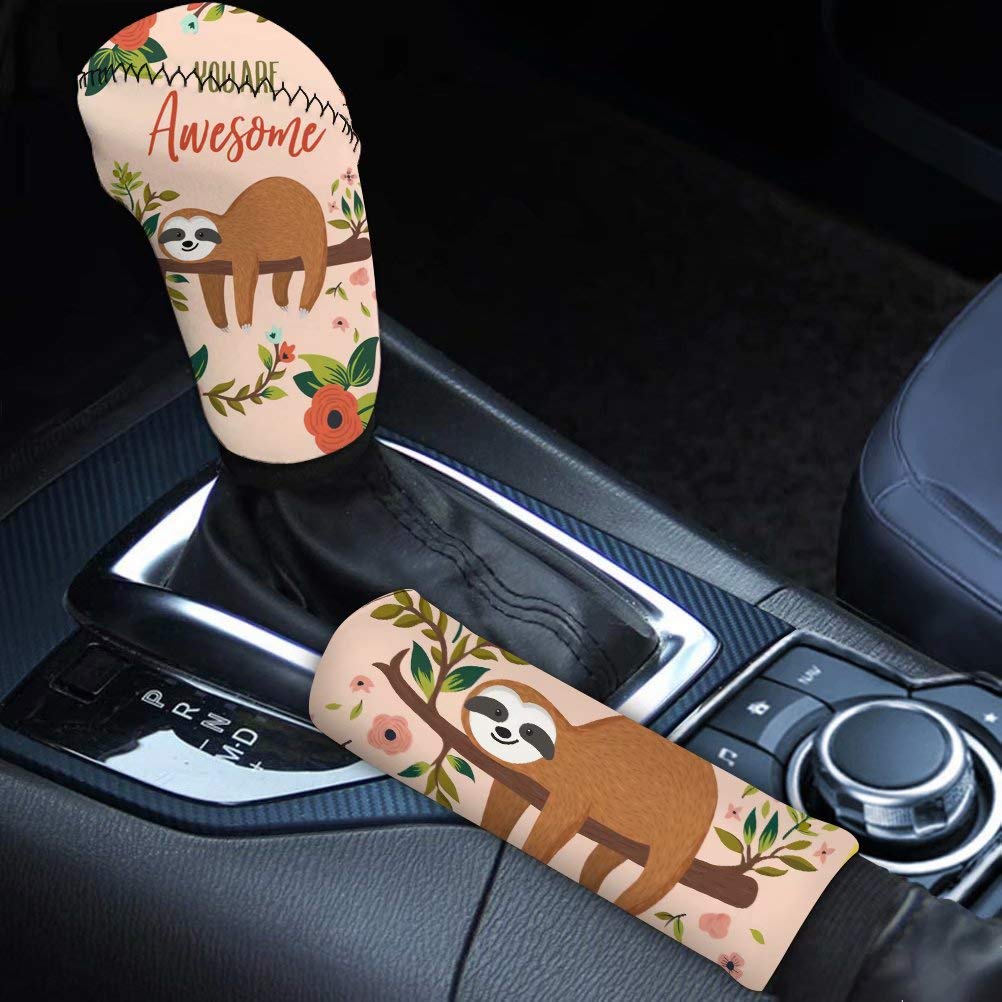 chaqlin Funny Sloth Auto Handbremsschutz + Schaltknauf Abdeckung Set 2er Pack Anti-Rutsch Auto Hand Break Protector Autozubehör-Awesome Geschenke-Pink chaqlin Funny Sloth Auto Handbremsschutz + Schaltknauf Abdeckung Set 2er Pack Anti-Rutsch Auto Hand Break Protector Autozubehör-Awesome Geschenke-Pink von chaqlin