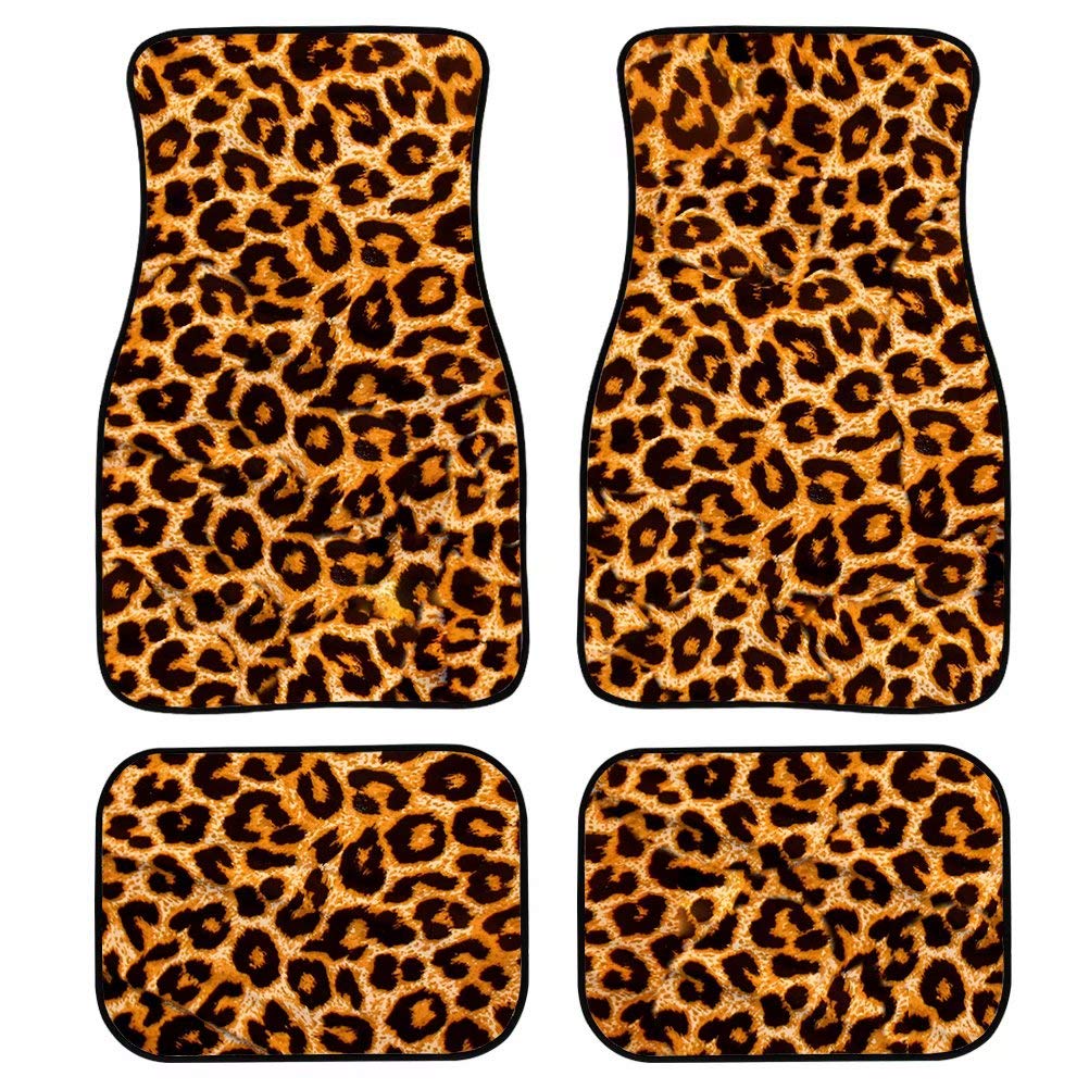 chaqlin Leopard Skin Print vorne hinten Matten für Auto SUV, Van & Trucks Fußmatten-Sets für Frauen Männer Durable Heavy Duty Allwetter-Innenboden Teppich-Set von 4 Stück von chaqlin