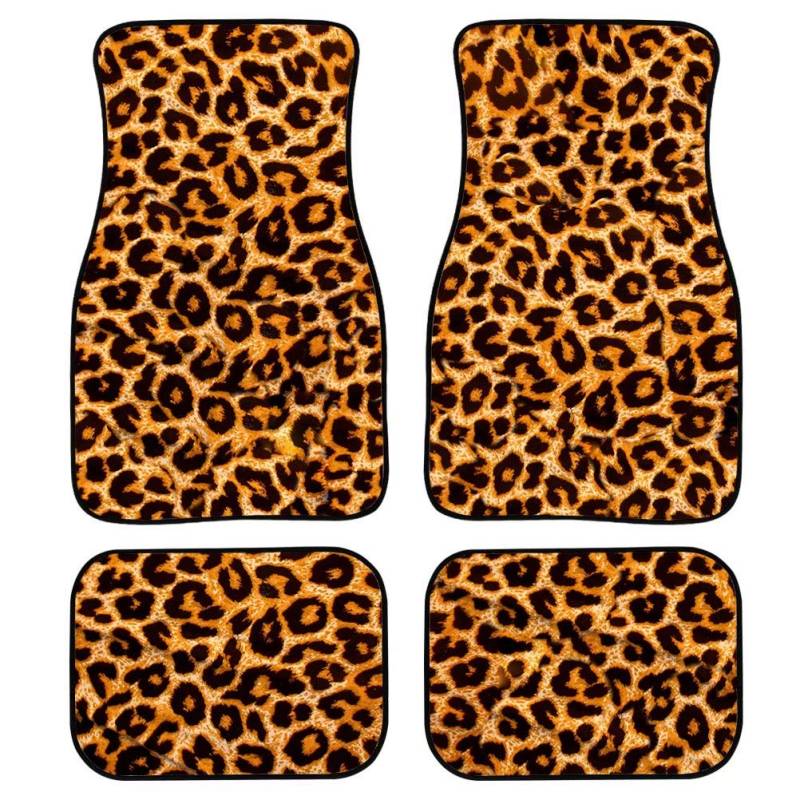 chaqlin Leopard Skin Print vorne hinten Matten für Auto SUV, Van & Trucks Fußmatten-Sets für Frauen Männer Durable Heavy Duty Allwetter-Innenboden Teppich-Set von 4 Stück von chaqlin