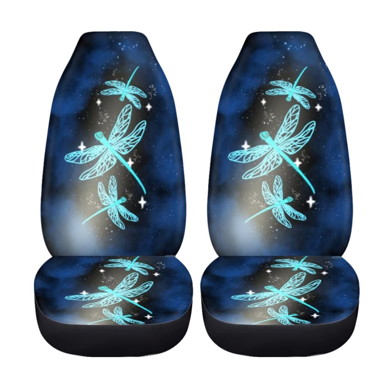 chaqlin Neon Blue Dragonfly Auto Sitzbezüge Full Set, Universal Auto Vordersitz Schutz 2 Pcs Decke Fahrer Vordersitz Dekorative volle Set, Passen die meisten Autos LKW SUV Limousinen von chaqlin