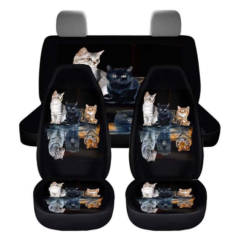 chaqlin Set von 4-Pcs Auto Sitzbezüge Full Set Front und Rear Split Bank Sitzschutz mit Tier Katze Tiger Print Auto Sitzbezüge Set Damen Mädchen Cool Tier Auto Zubehör, Universal Fit von chaqlin