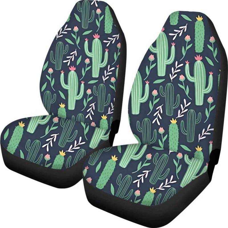 chaqlin Tropical Cactus Floral Vordersitzbezüge Protector Sloth Printing 2er-Set, Fahrzeugsitzbezüge Protector Car Mat Covers -Universal Fit von chaqlin