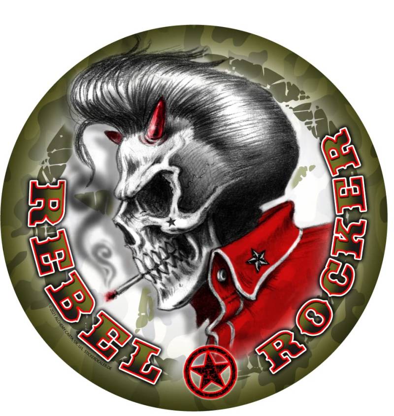 Aufkleber Rebel Rocker Sticker Musik Skull Rockabilly ca. 10 cm von chemstickattack