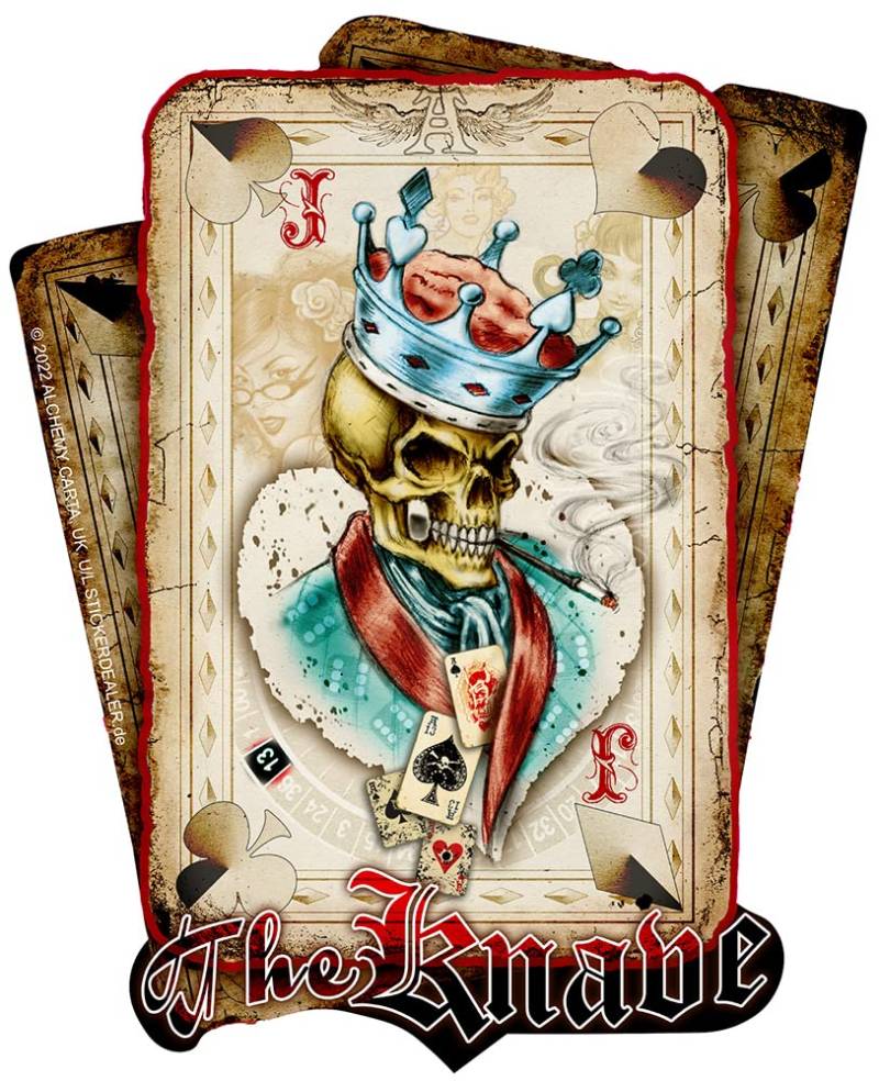 Aufkleber The Knave - Der Bube Schädel Skull Spielkarte Poker Sticker ca. 12x10 cm von chemstickattack