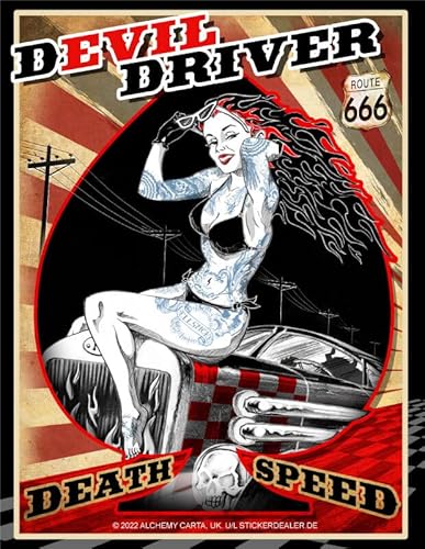 chemstickattack Aufkleber Devil Driver Girl Hot Rod Sticker Autoaufkleber ca. 12x10 cm von chemstickattack