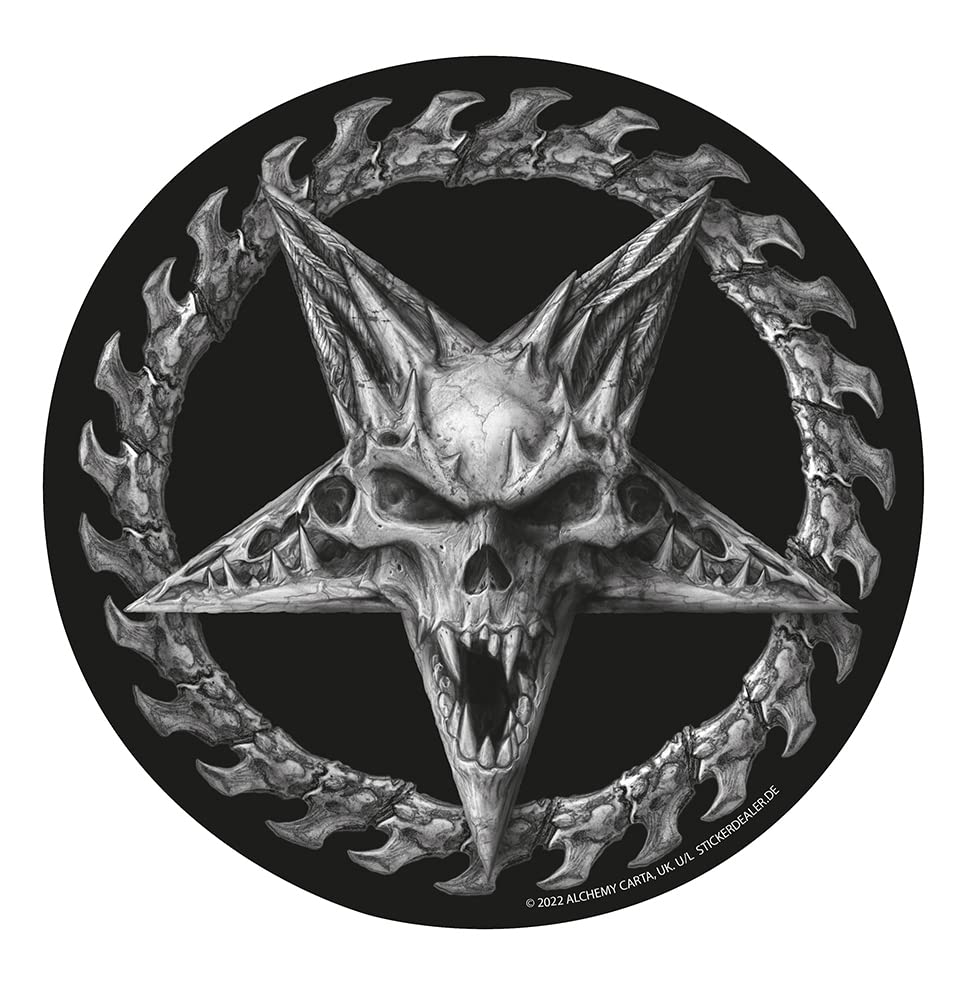 chemstickattack Aufkleber Pentagramm mit einem Dämonen-Schädel Sticker Fantasy Gothic ca. 10 cm von chemstickattack