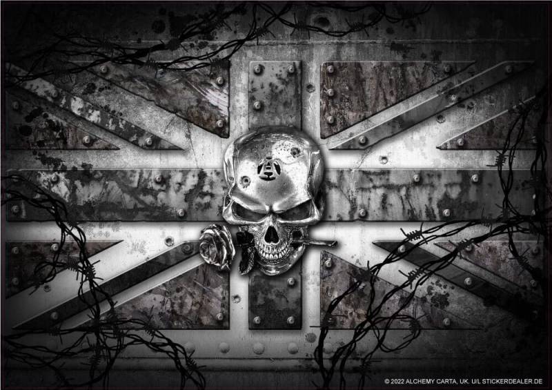 chemstickattack Aufkleber Union Jack Skull Sticker Alchemy Gothic ca. 13x9 cm von chemstickattack