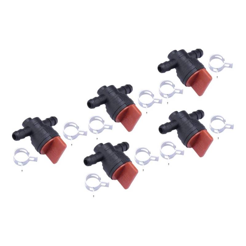 ciciTree 5Stück Motorrad 1/4" In-Line gerade Kraftstoff Gas Absperrventil Absperrhahn mit Klemmen von ciciTree