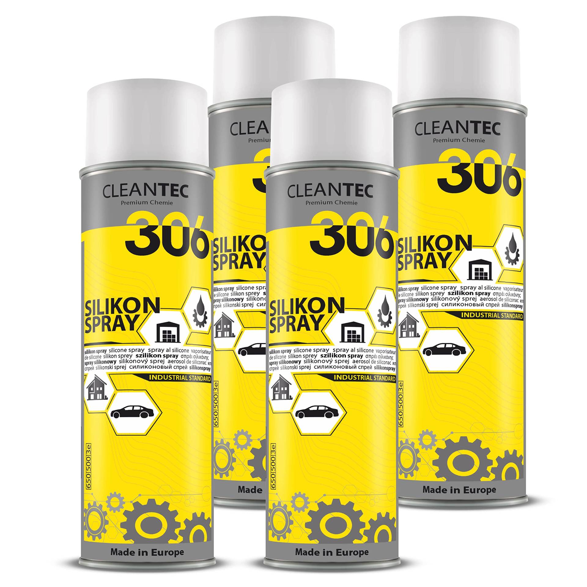 CleanTEC 306 Silikonspray 500ml farblos, schmiert, pflegt, schützt Gummi-, Kunststoff-, Holz- und Metallteile (4) von cms CleanTEC GmbH