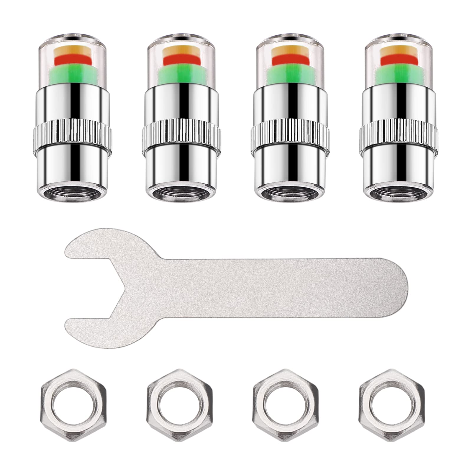 cobee Auto Reifendrucküberwachungs Ventilschaftkappen 4 Stück Universal Reifensensor Anzeige Reifenventilkappen 4 Stück Anti Diebstahl Mutter Schraubenschlüssel 3farbige Augenalarm Drucküberwachungs cobee Auto Reifendrucküberwachungs Ventilschaftkappen 4 Stück Universal Reifensensor Anzeige Reifenventilkappen 4 Stück Anti Diebstahl Mutter Schraubenschlüssel 3farbige Augenalarm Drucküberwachungs von Cobee
