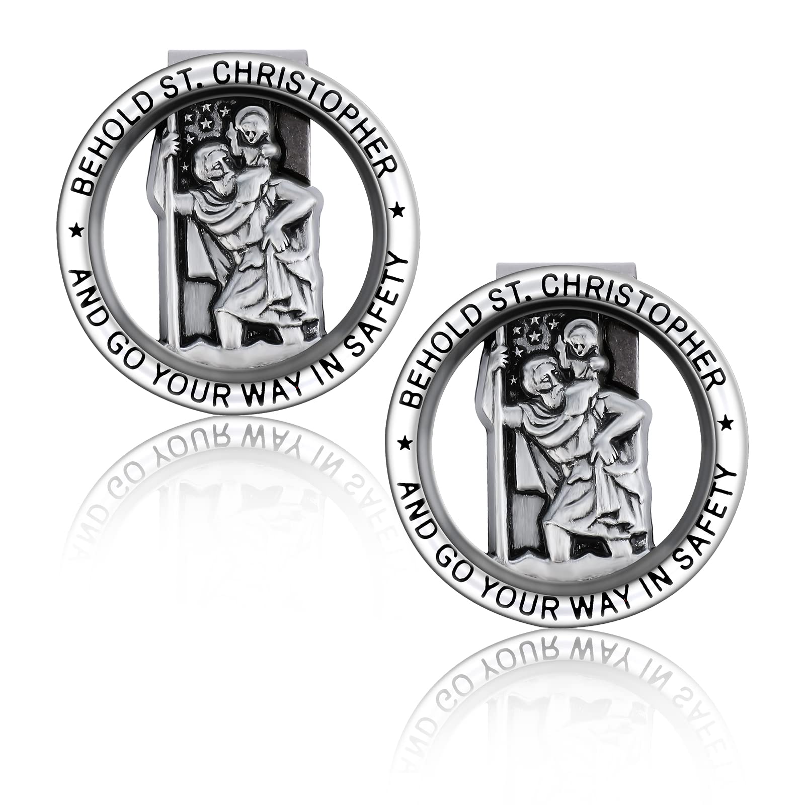cobee Christopher Medaille für Auto, 2 Stück Auto Saint Christopher Visierclip Runde St Christopher Medaille Abzeichen Clip christophorus Anhänger lesezeichen personalisiert Bless Driving Safety Clip cobee Christopher Medaille für Auto, 2 Stück Auto Saint Christopher Visierclip Runde St Christopher Medaille Abzeichen Clip christophorus Anhänger lesezeichen personalisiert Bless Driving Safety Clip von Cobee