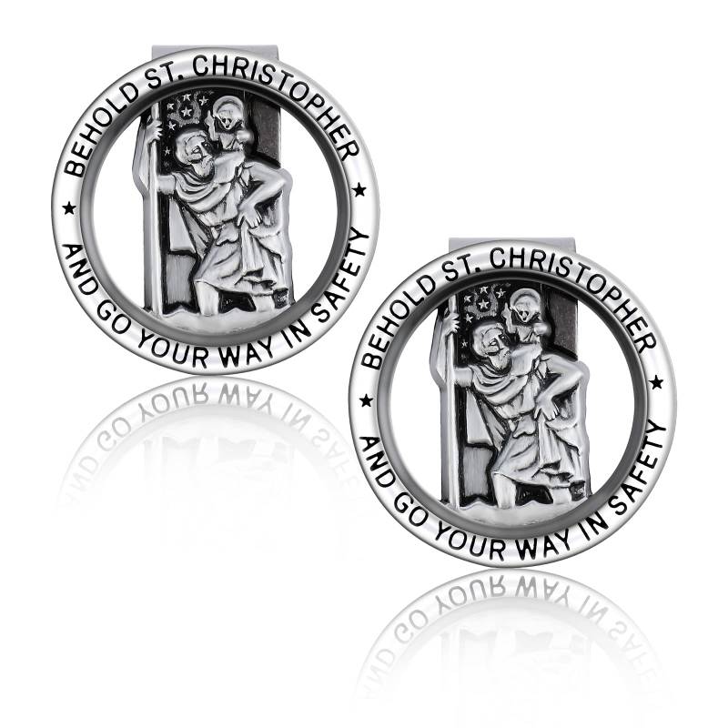 cobee Christopher Medaille für Auto, 2 Stück Auto Saint Christopher Visierclip Runde St Christopher Medaille Abzeichen Clip christophorus Anhänger lesezeichen personalisiert Bless Driving Safety Clip von Cobee