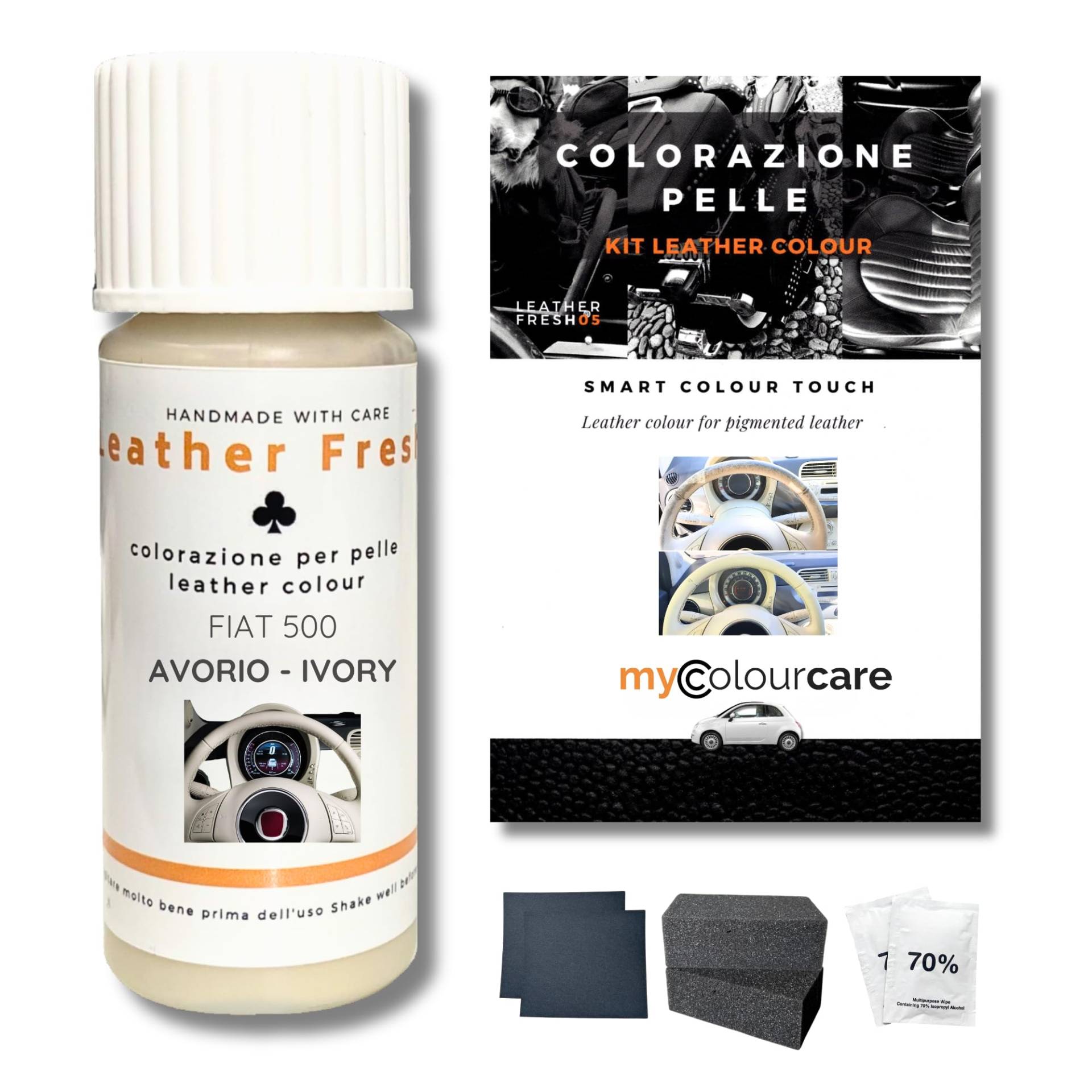 Mycolourcare Set Lederfarbe Elfenbein weiss beige für Fiat 500 Leder Lenkrad Alternative zur Lenkradhülle Mycolourcare Set Lederfarbe Elfenbein weiss beige für Fiat 500 Leder Lenkrad Alternative zur Lenkradhülle von colourcare24