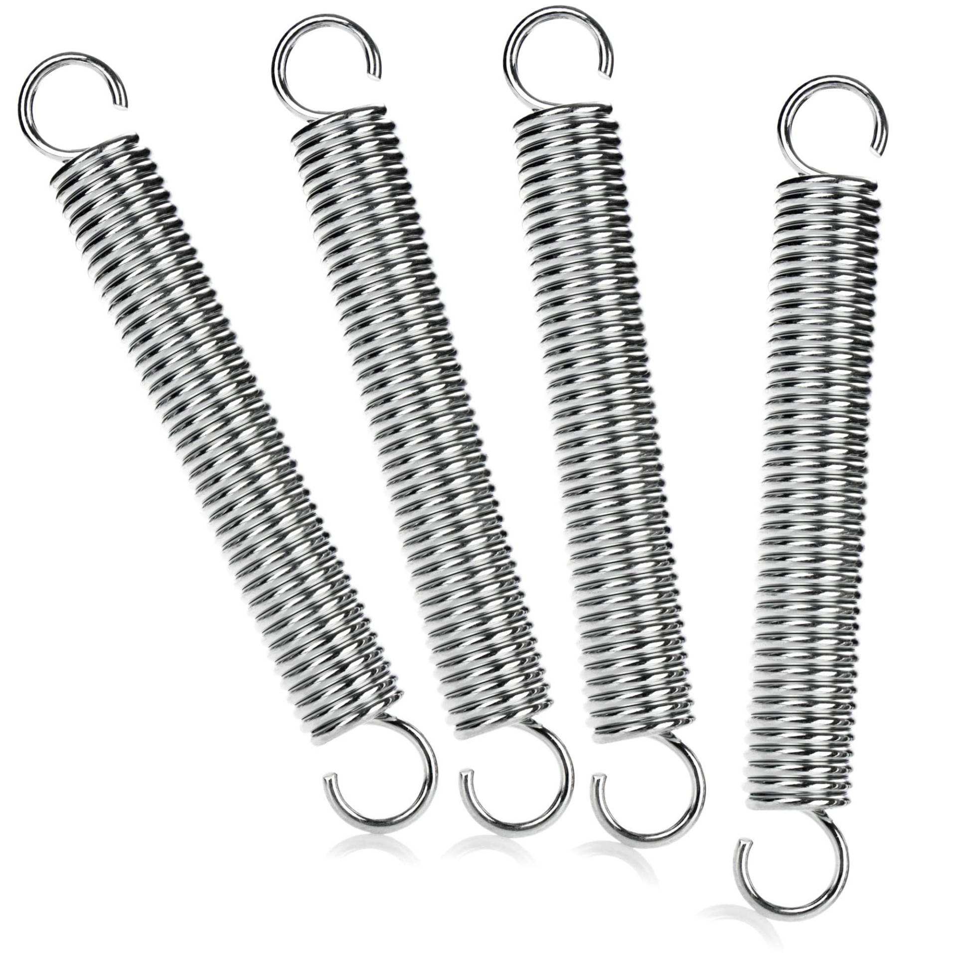 COM-FOUR® 4X Spannfeder mit Doppelhaken - Sprungfeder für Zelt, Markise, Wohnwagen - Befestigungs-Zubehör für Trampolin - Zugfeder Sonnensegel - Stahlfeder (4 Stück - Spannfeder) von com-four