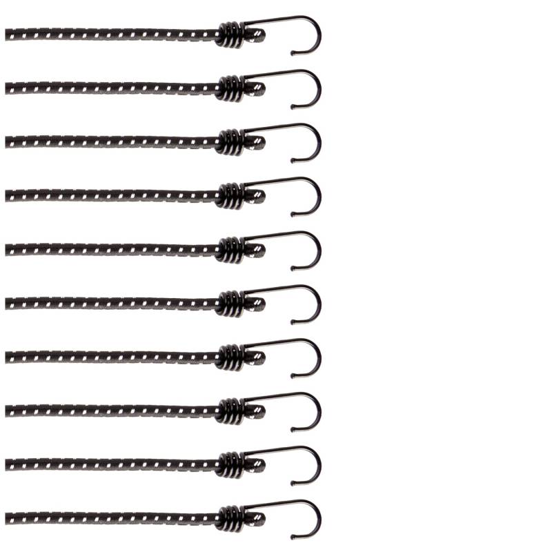 com-four® 10-teiliges Set Gummispanner mit reflektierenden Streifen - Gepäckspanner - Expander mit Haken - Spanngummi zur Ladungssicherung - Spanngurt von com-four