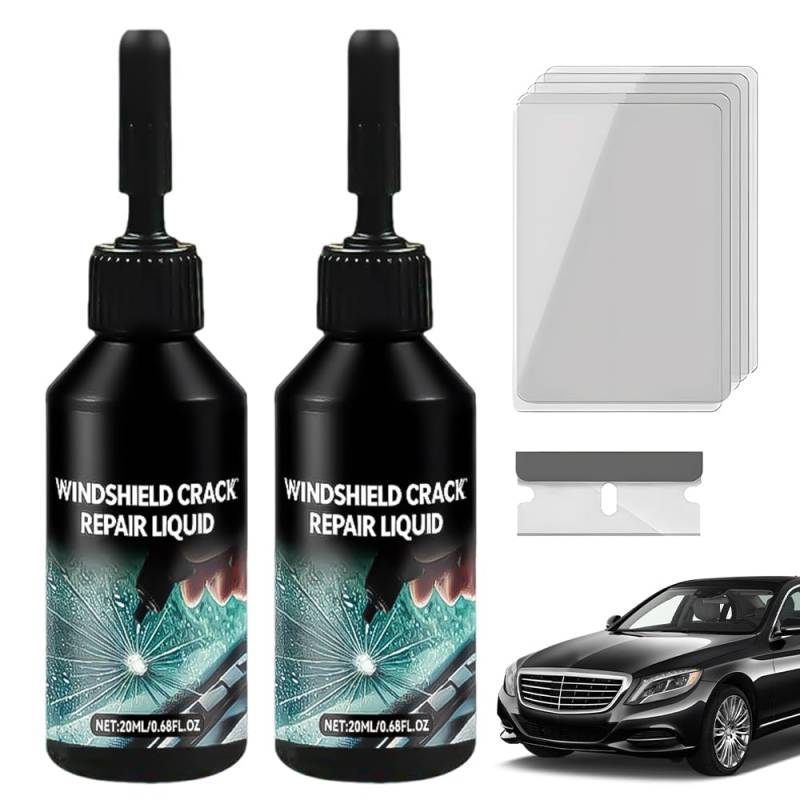 Steinschlag Reparaturset Windschutzscheibe, 7er-pack Windschutzscheibe Reparaturset, Chipped Windshield Repair Kit Reparaturset für zerbrochene Windschutzscheiben Zur Rissen Löchern Rissen (2-SET) von comepew