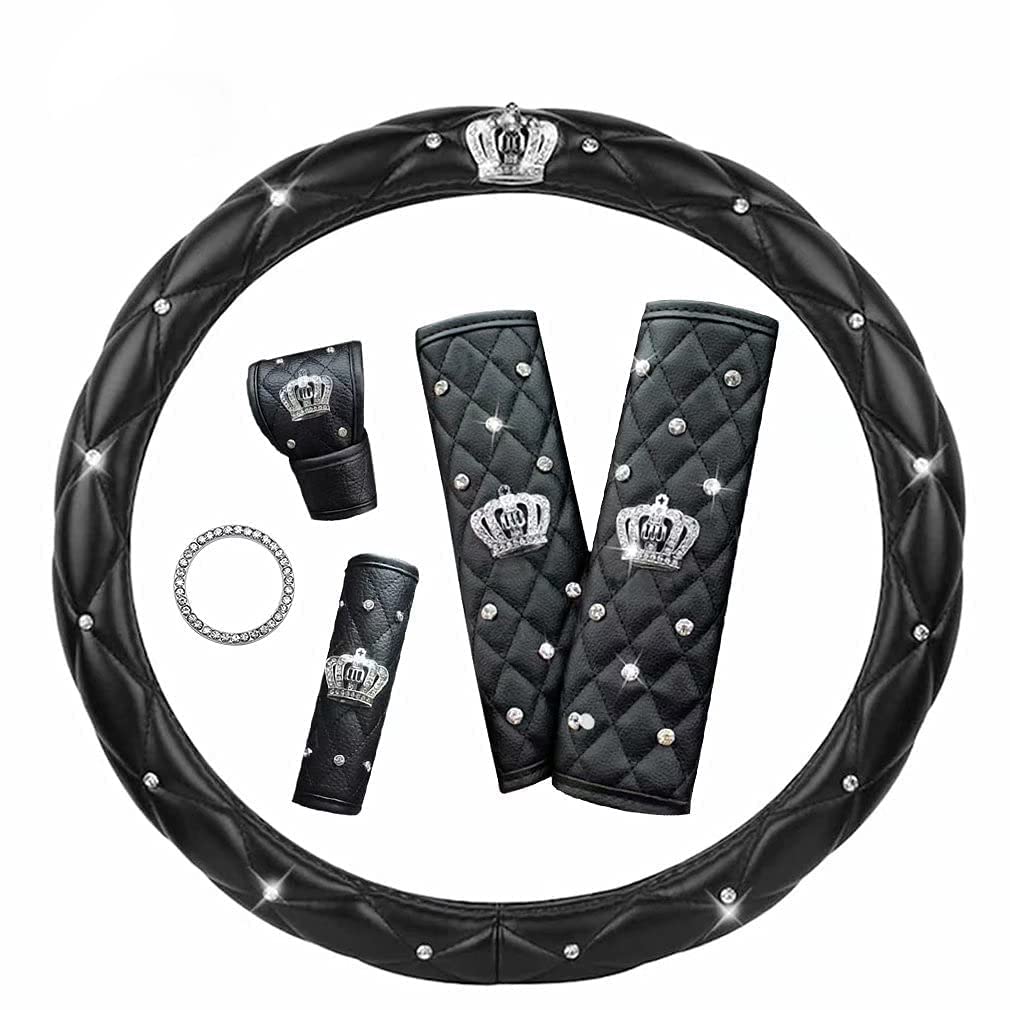 coofig Lenkradbezug Glitzer Universal Lenkradhülle Leder mit 2 Stück Gurtpolster,Schaltknauf-Schutz,Handbremsgriff Abdeckung,Start Stop Engine Knopf Abdeckung Aufkleber Auto Zubehör Innenraum Frauen coofig Lenkradbezug Glitzer Universal Lenkradhülle Leder mit 2 Stück Gurtpolster,Schaltknauf-Schutz,Handbremsgriff Abdeckung,Start Stop Engine Knopf Abdeckung Aufkleber Auto Zubehör Innenraum Frauen von coofig