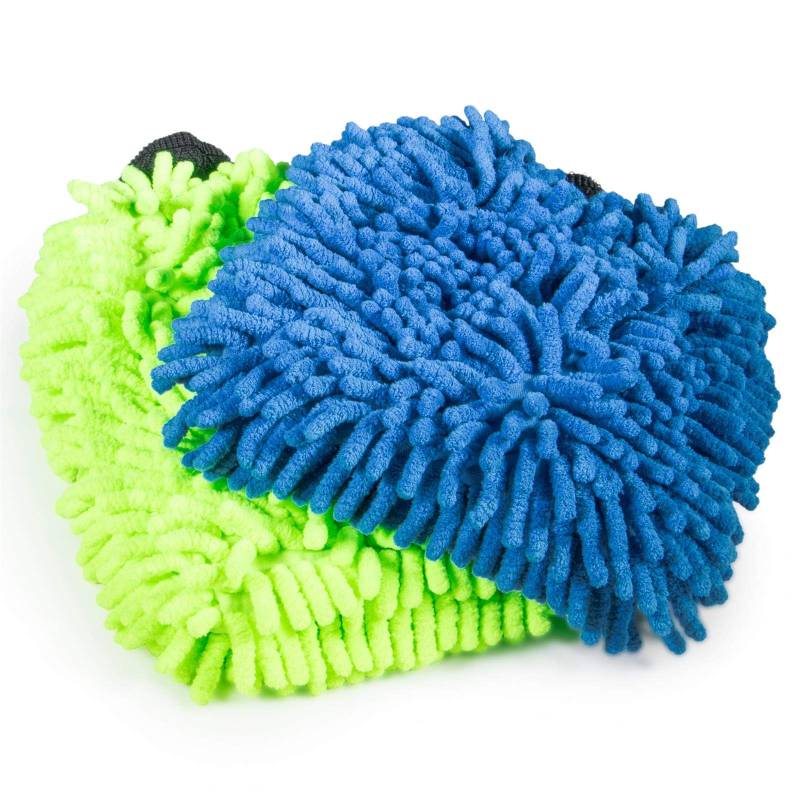 Cosey - 2er Pack Chenille-Reinigungshandschuh, 19x25cm, blau/grün von cosey