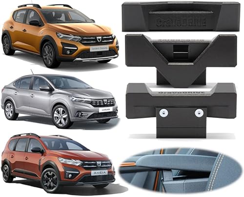 craVeDRIVE Verbesserung für Mittelarmlehne DACIA Jogger Sandero Logan Autos | Armlehnenhalterung | Armauflage Deditizier Armlehne Zubehör | Schwarz | Dacia Kompatibel von craVeDRIVE