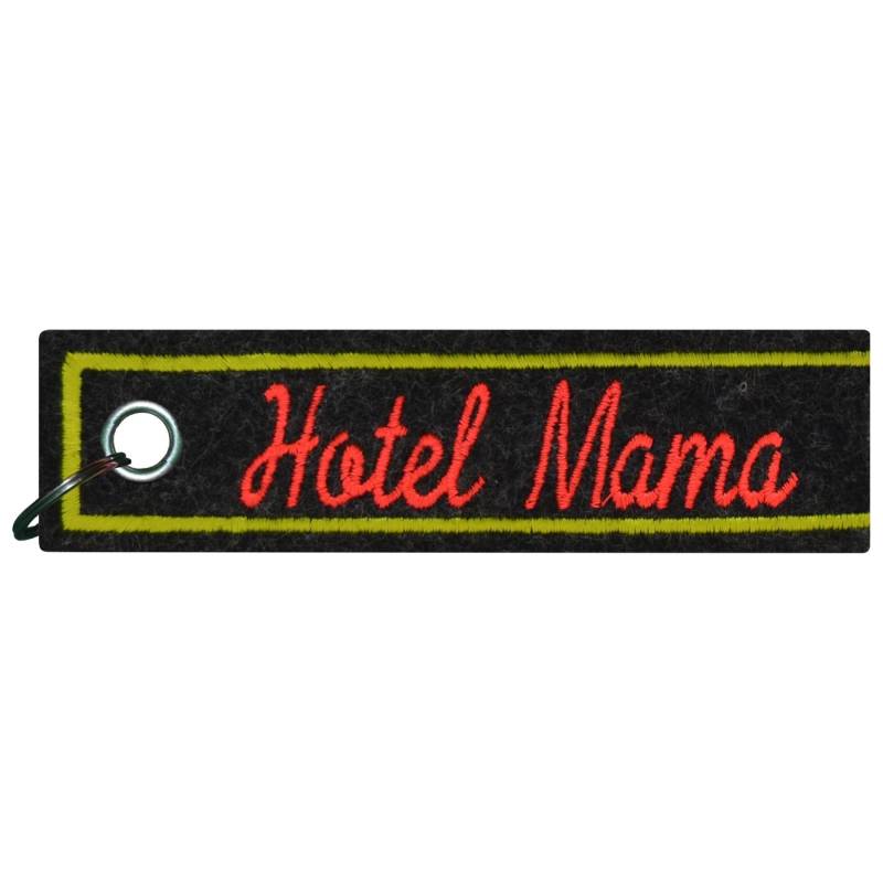 crazyshirt Schlüsselanhänger - Hotel Mama - Filzanhänger - Liebe (schwarz Melliert/Schrift neonpink) von crazyshirt