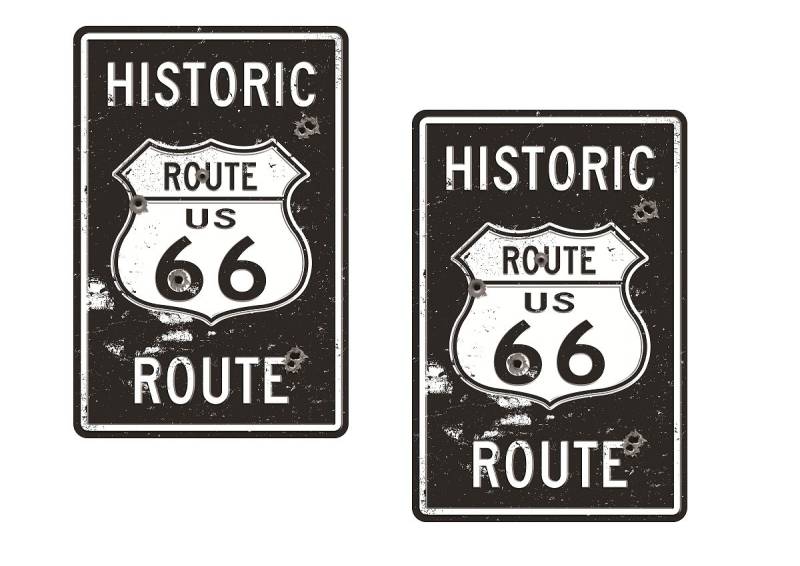 #035 / 2x Route 66 Aufkleber je 9x6cm Vintage Old School Oldtimer Retro USA Auto Motorrad V8 von cut-it folientechnik & design