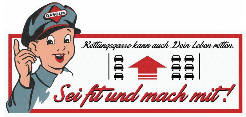cut-it folientechnik & design MG019 / Aufkleber RETTUNGSGASSE 12x5,5cm Old School Oldtimer Vintage Retro Männchen Sticker Auto Motorrad von cut-it folientechnik & design