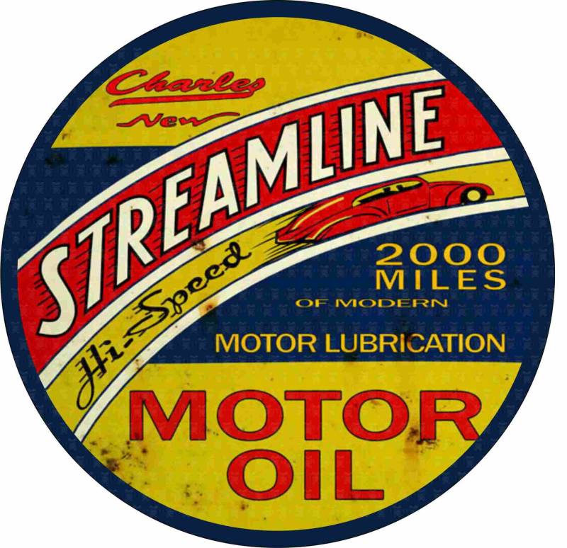 MG025 / Vintage Öl Aufkleber ca. D=8cm Oil Oldtimer Old School V8 USA Retro Sticker Rost Look Rat Rod Hotrod von cut-it folientechnik & design