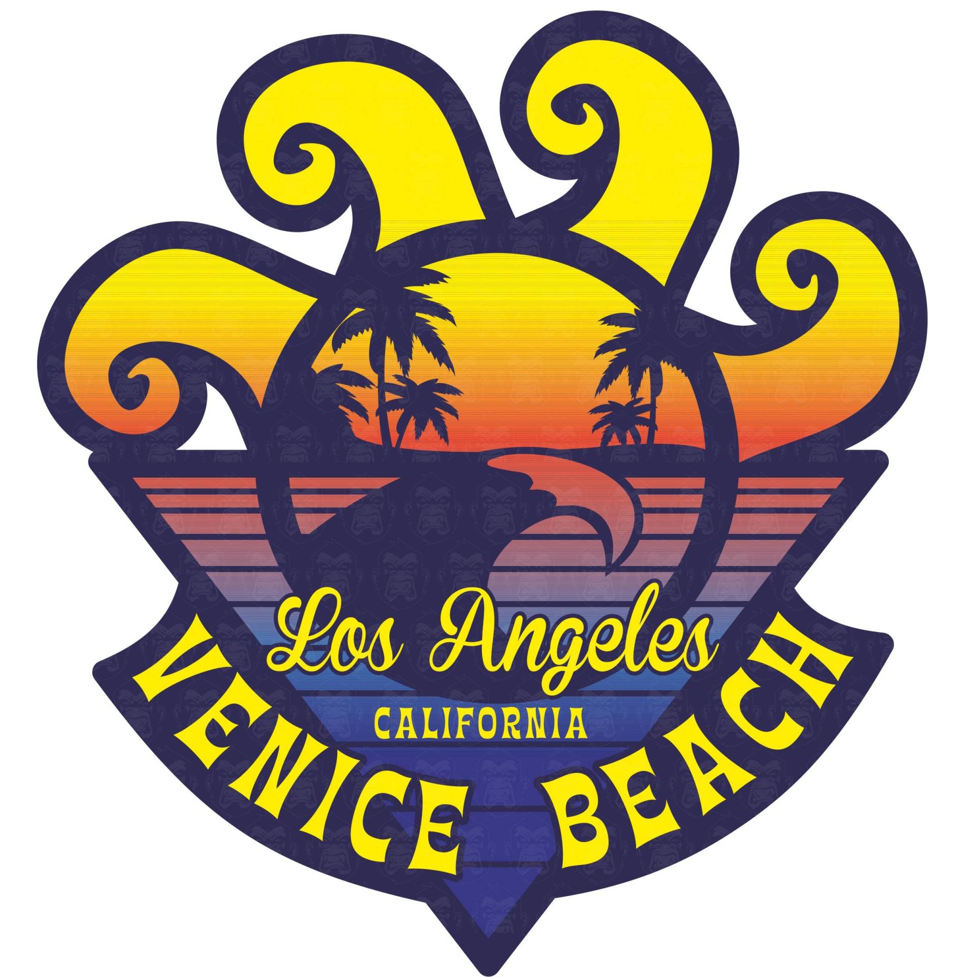 MG027 / Venice Beach Aufkleber ca. 7,5x8,5cm Surfer Strand Sonne Urlaub Hippie Rockabilly Old School Vintage Retro Style von cut-it folientechnik & design