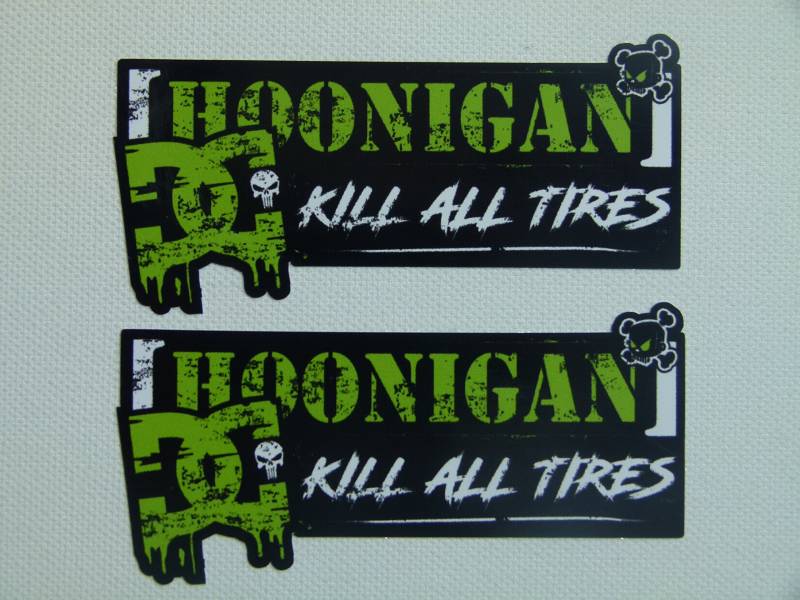 cut-it folientechnik & design MG311 / 2X Aufkleber je 10x5cm Hoonigan Drift Burnout Skull Tuning Racing V8 Offroad Vintage Reifen Killer von cut-it folientechnik & design