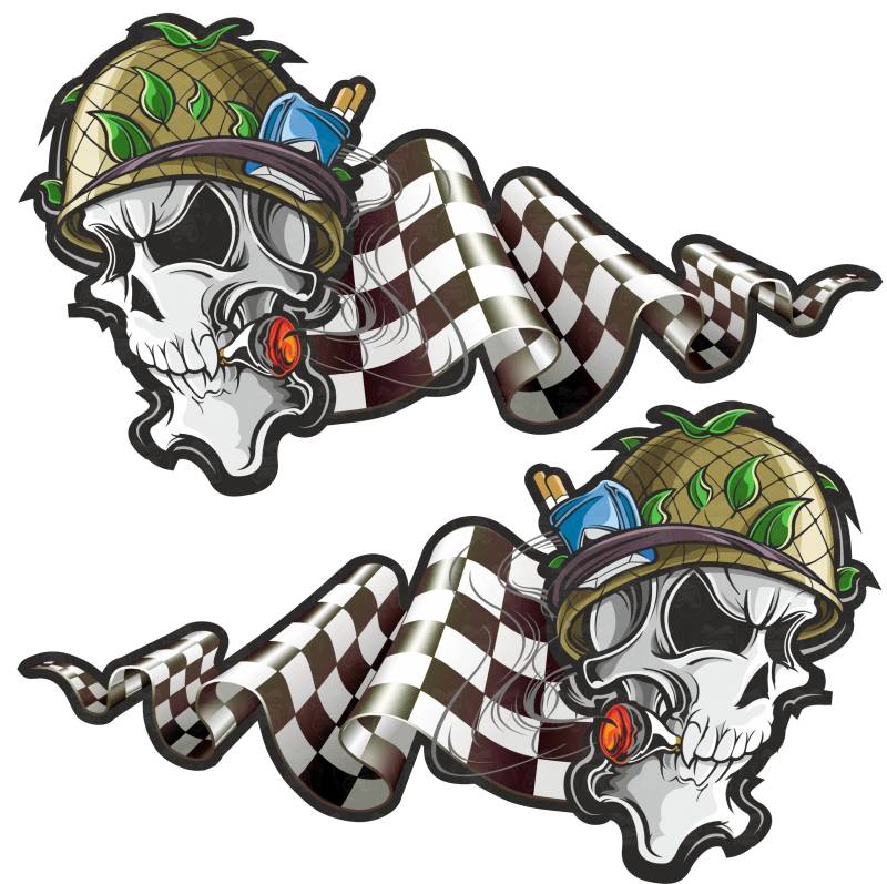 MG316 / 2x Aufkleber Skull Soldat je 9,5x5,5cm Vintage Retro Racing Old School Sticker Chopper Bobber Scrambler V2 Biker von cut-it folientechnik & design