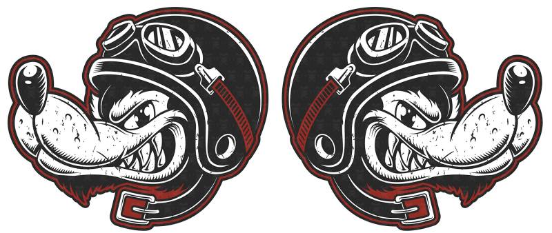 cut-it folientechnik & design MG317 / 2X Aufkleber Wolf Biker je 7,5x6cm Old School Sticker Chopper Bobber Scrambler V2 Biker Rockabilly von cut-it folientechnik & design