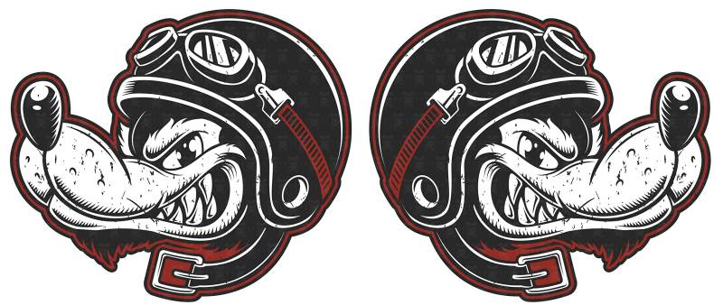 MG317 / 2x Aufkleber Wolf Biker je 7,5x6cm Old School Sticker Chopper Bobber Scrambler V2 Biker Rockabilly von cut-it folientechnik & design